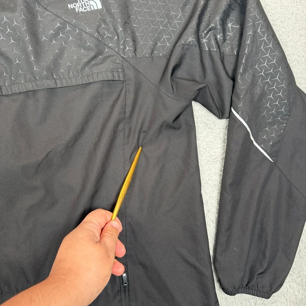 The North Face Mens Black Geometric Pattern Full Zip Windbreaker Jacket Size M